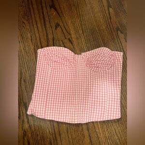 ZARA PINK PLAID TOP